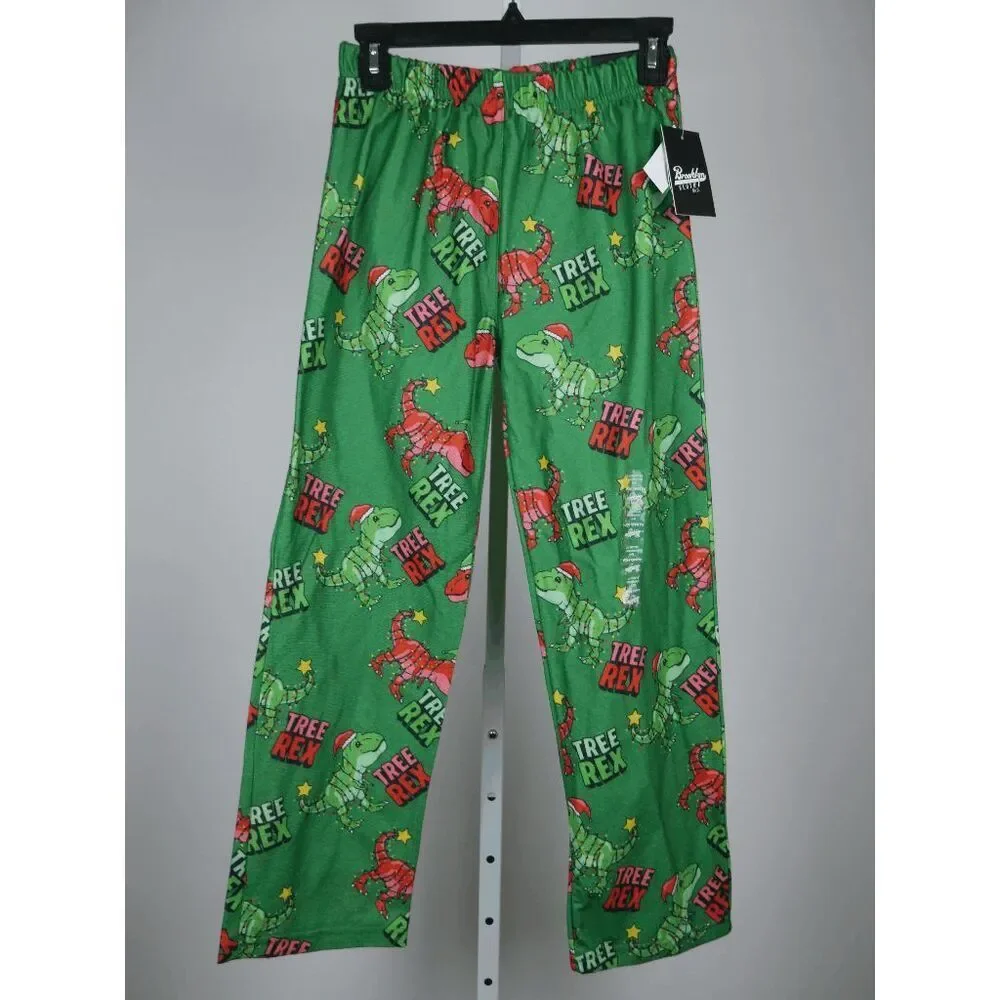 Brooklyn Cloth Youth Boys Christmas Pajama Pants Size M 10/12 “Tree Rex”